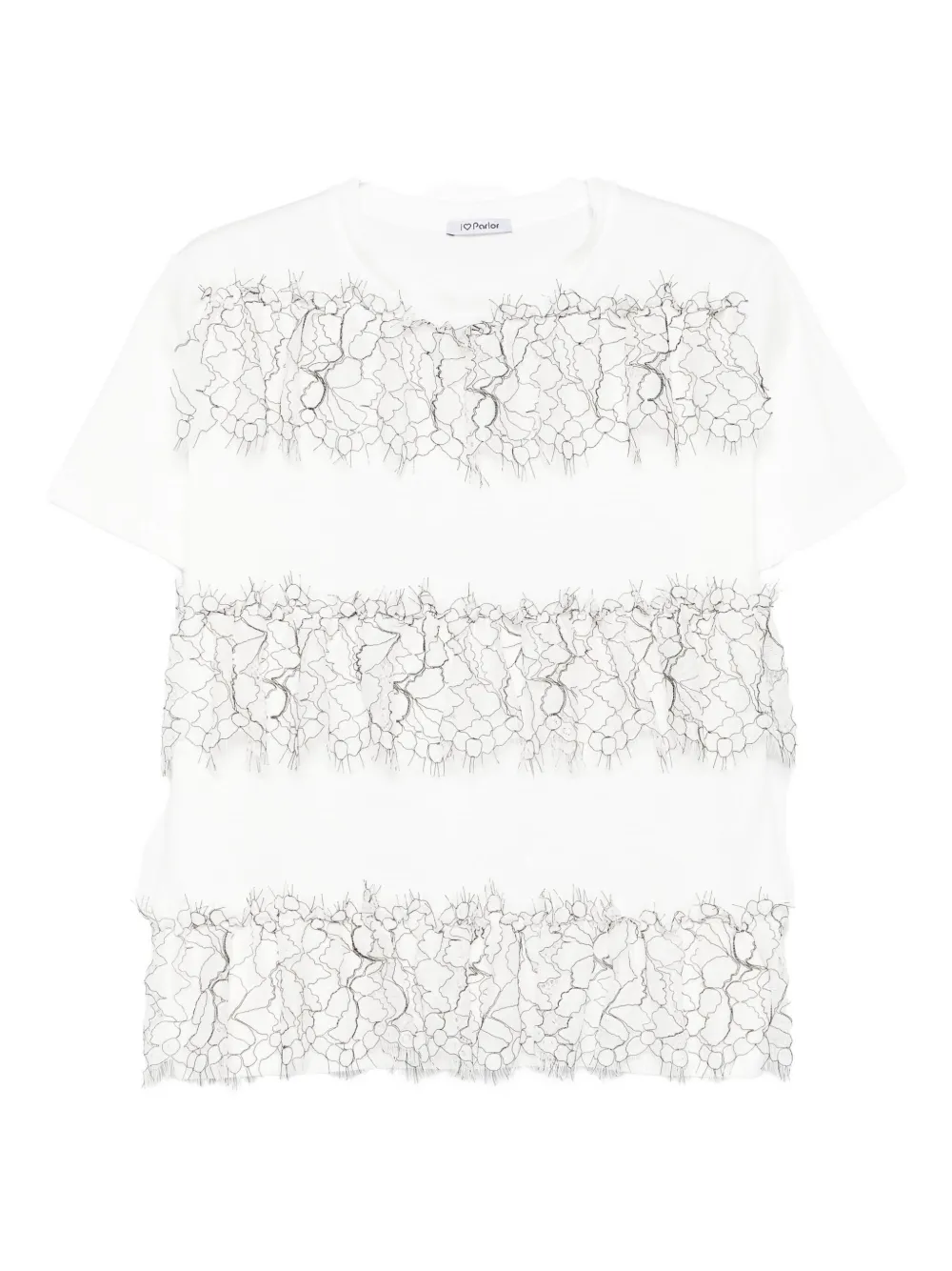 

Футболка из хлопка с кружевной отделкой Parlor, белый