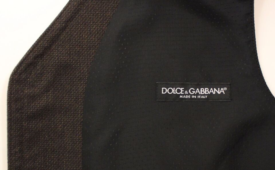 Элегантный жилет из коричневого хлопкового смесового платья Dolce & Gabbana, коричневый — фото 3