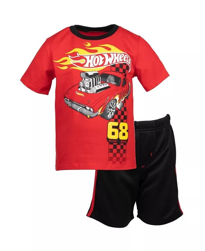 

Комплект одежды из футболки и шорт в сетку для маленьких мальчиков Hot Wheels, красный