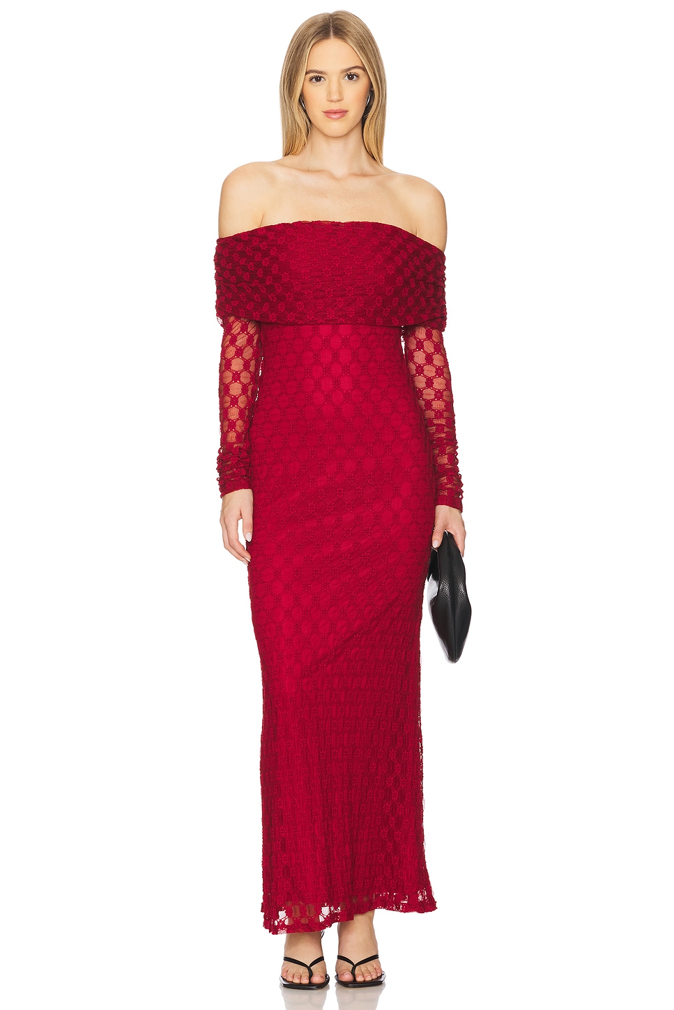 

Adoni платье макси с открытыми плечами Bardot, deep red