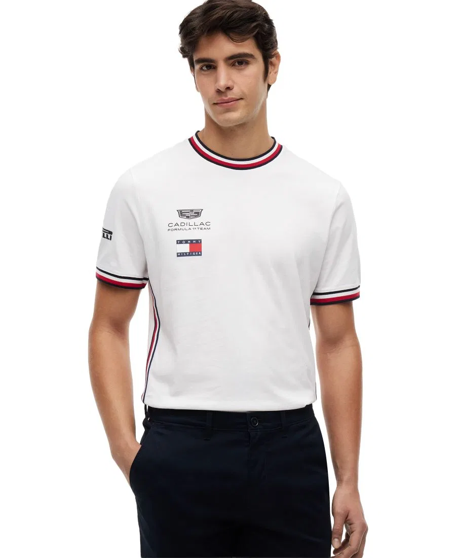 Мужская реплика футболки с коротким рукавом Cadillac F1 Tommy Hilfiger, White
