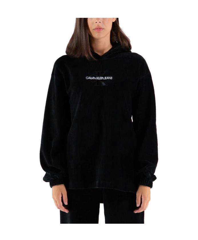 

Бархатная вельветовая толстовка с капюшоном Calvin Klein, черный