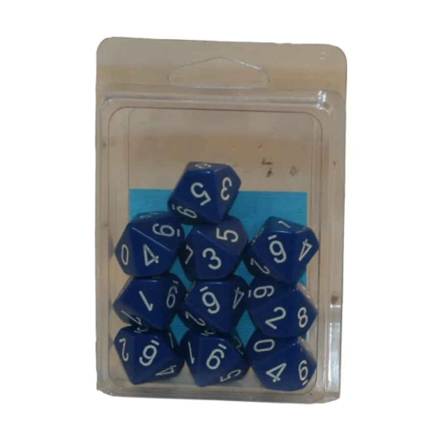 

d10 Синий с белым (10), Dice - Opaque - d10 (Chessex)