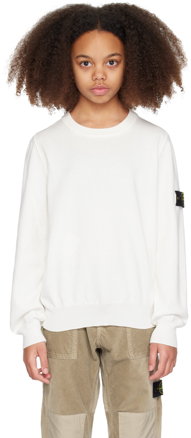 

Детский свитер с нашивками Stone Island Junior, цвет White