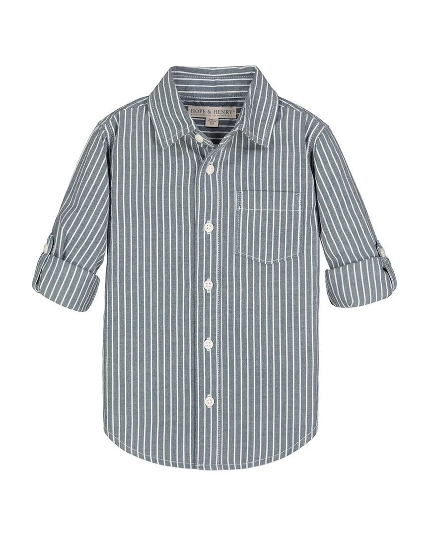 

Хоуп & Генри Рубашка в полоску с закатанными рукавами HOPE & HENRY, синий
