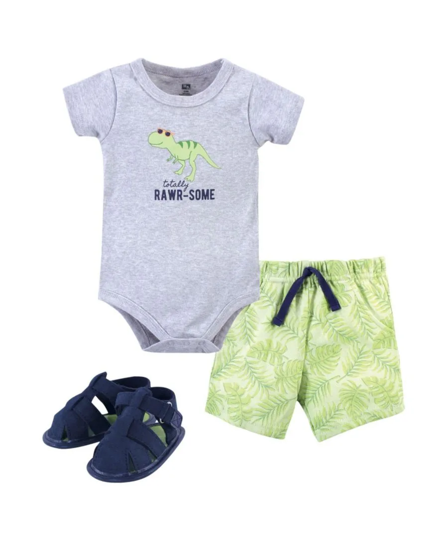 Хлопковый боди, шорты и комплект обуви Hudson Baby, Rawr-Some Dino