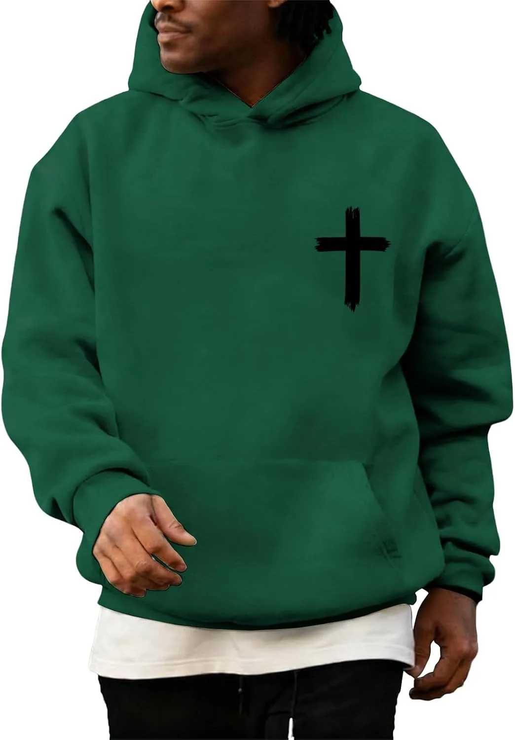 

Мужская худи Christian с принтом в виде креста, длинный рукав, с карманом FQZWONG