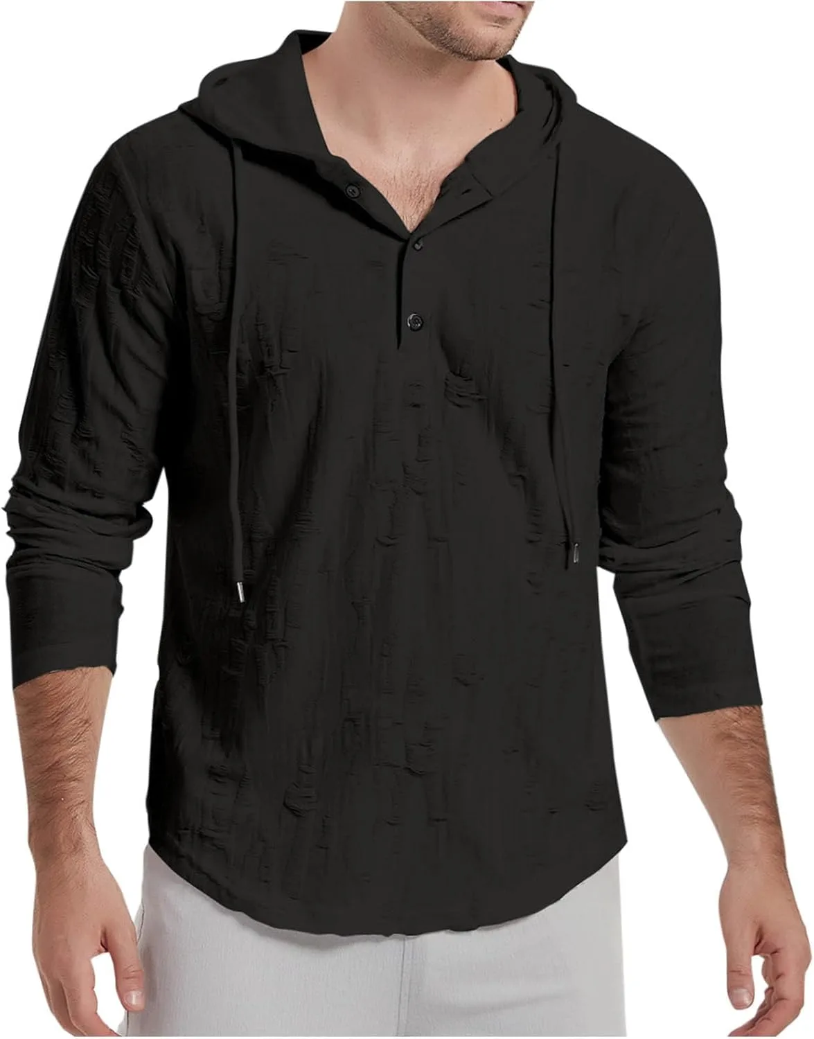 

Мужская худи с длинным рукавом на пуговицах для лета