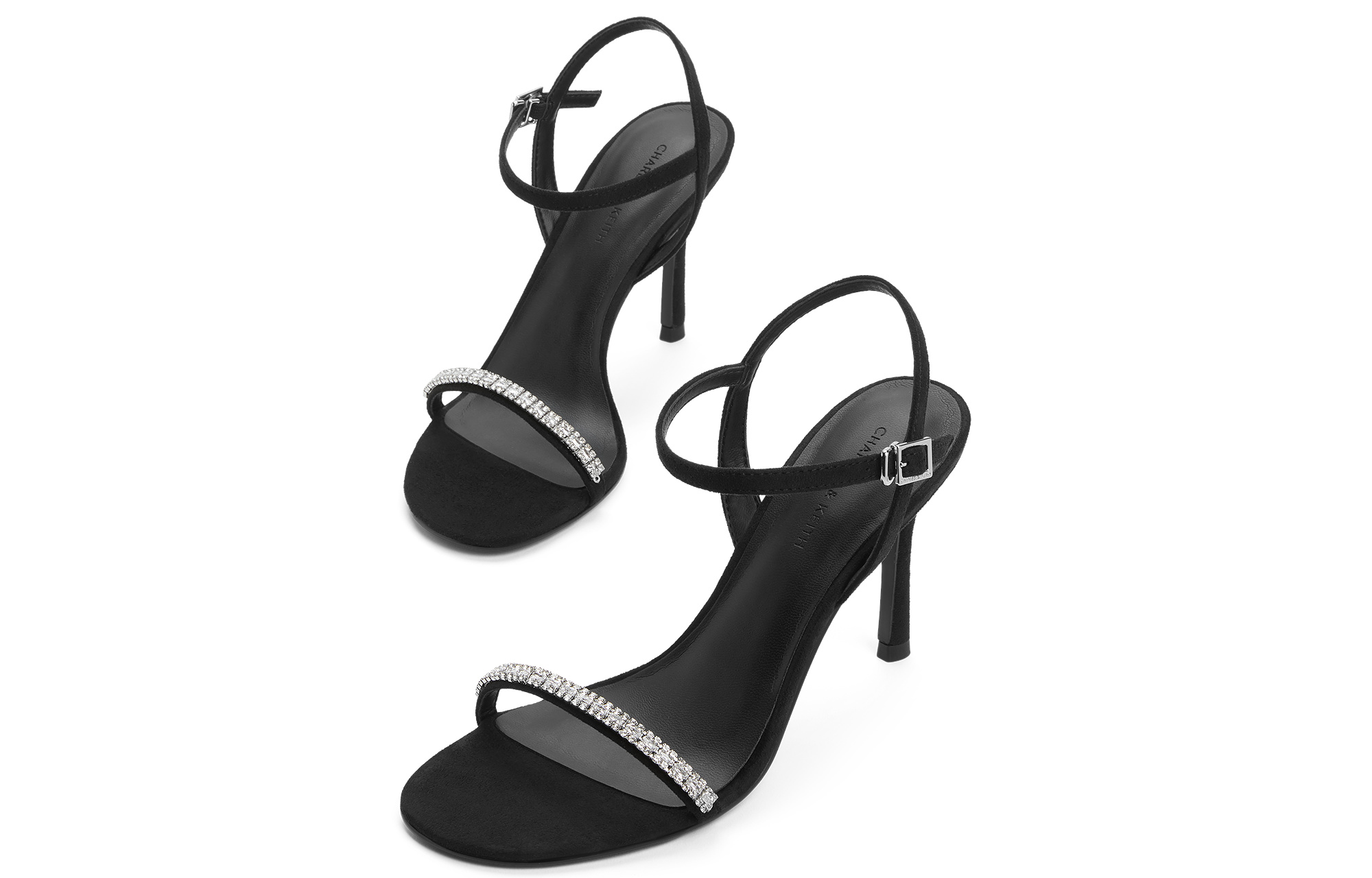 Сандалии на высоком каблуке 9,2 см с одной бретелью CHARLES&KEITH, черные текстурированные — фото 3
