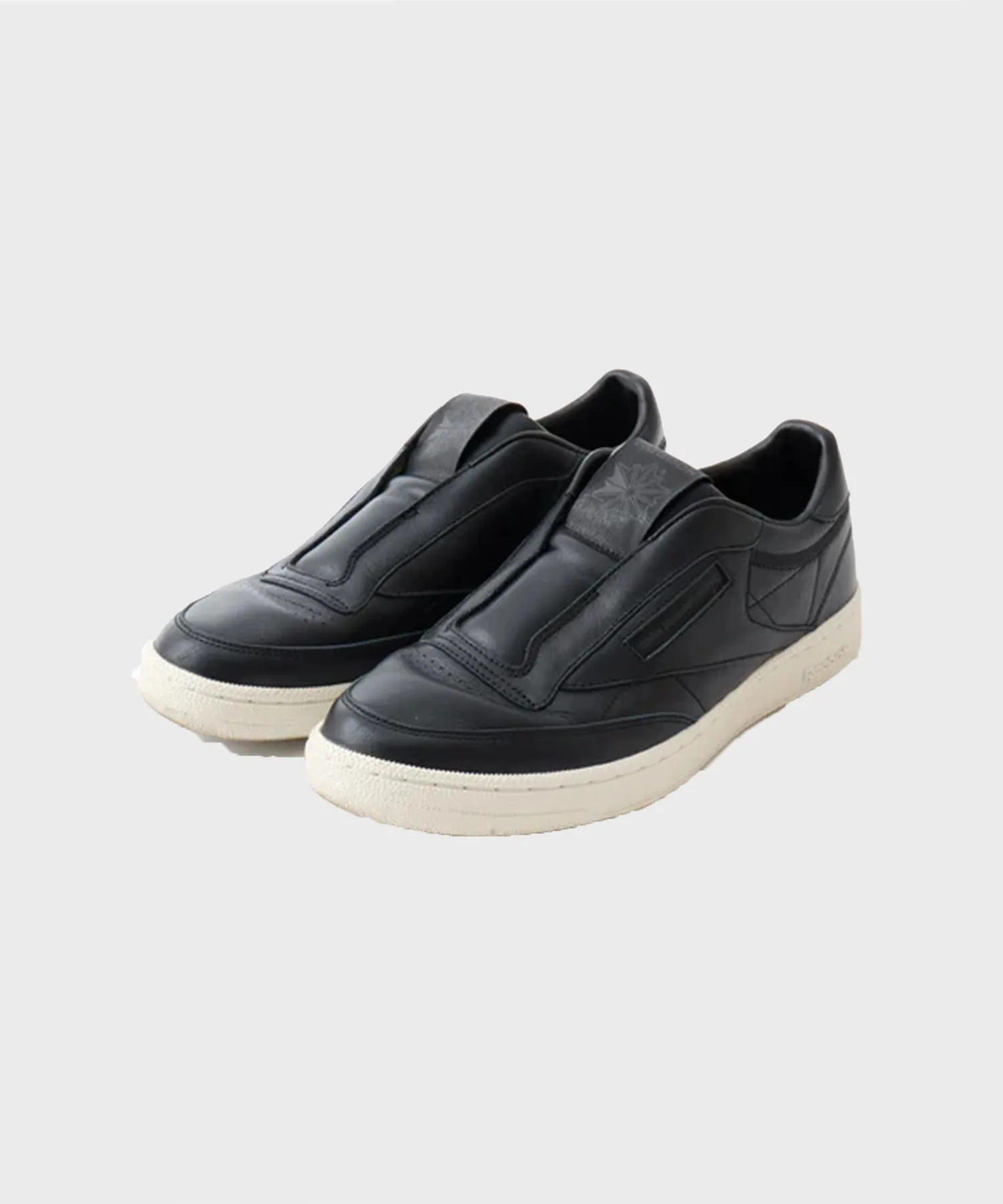 Мужские кроссовки без шнурков из натуральной кожи WM×Reebok CLUB C 85 VINTAGE SLIP-ON WHITE MOUNTAINEERING чёрные