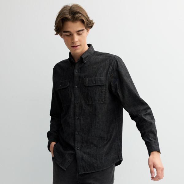 

Мужская практичная джинсовая рубашка Sonoma Goods For Life, цвет black rinse wash