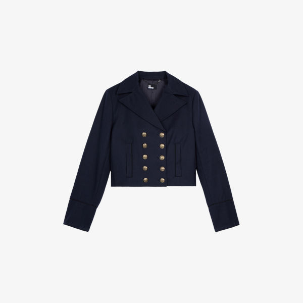 

Куртка The Kooples укороченная хлопковая с декоративными пуговицами, синий