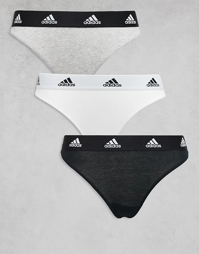 

Набор из 3 хлопковых стрингов Adidas Active Comfort черного, серого и белого цветов