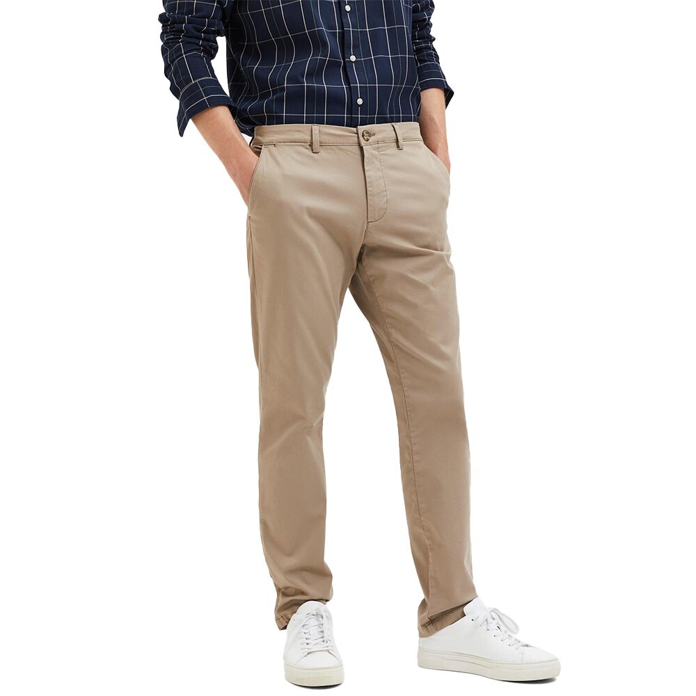 

Брюки Selected New Miles Slim Fit Chino, бежевый