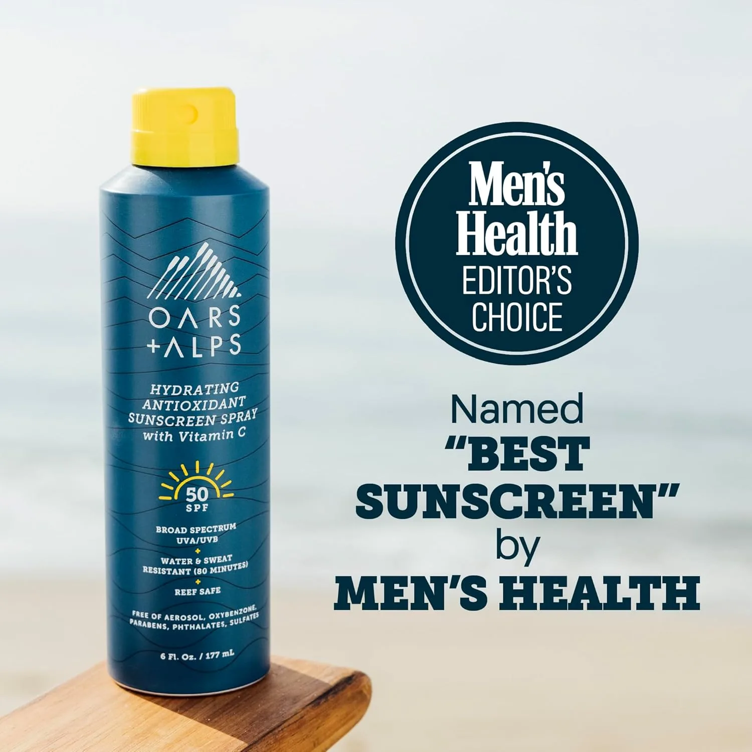 Oars + Alps SPF 50 солнцезащитный спрей для лица и тела, быстровпитывающийся, легкий, нежирный, водостойкий, без октиноксата и оксибензона, 6 унций, 2 шт 177 мл (2 шт.), SPF 50 — фото 3