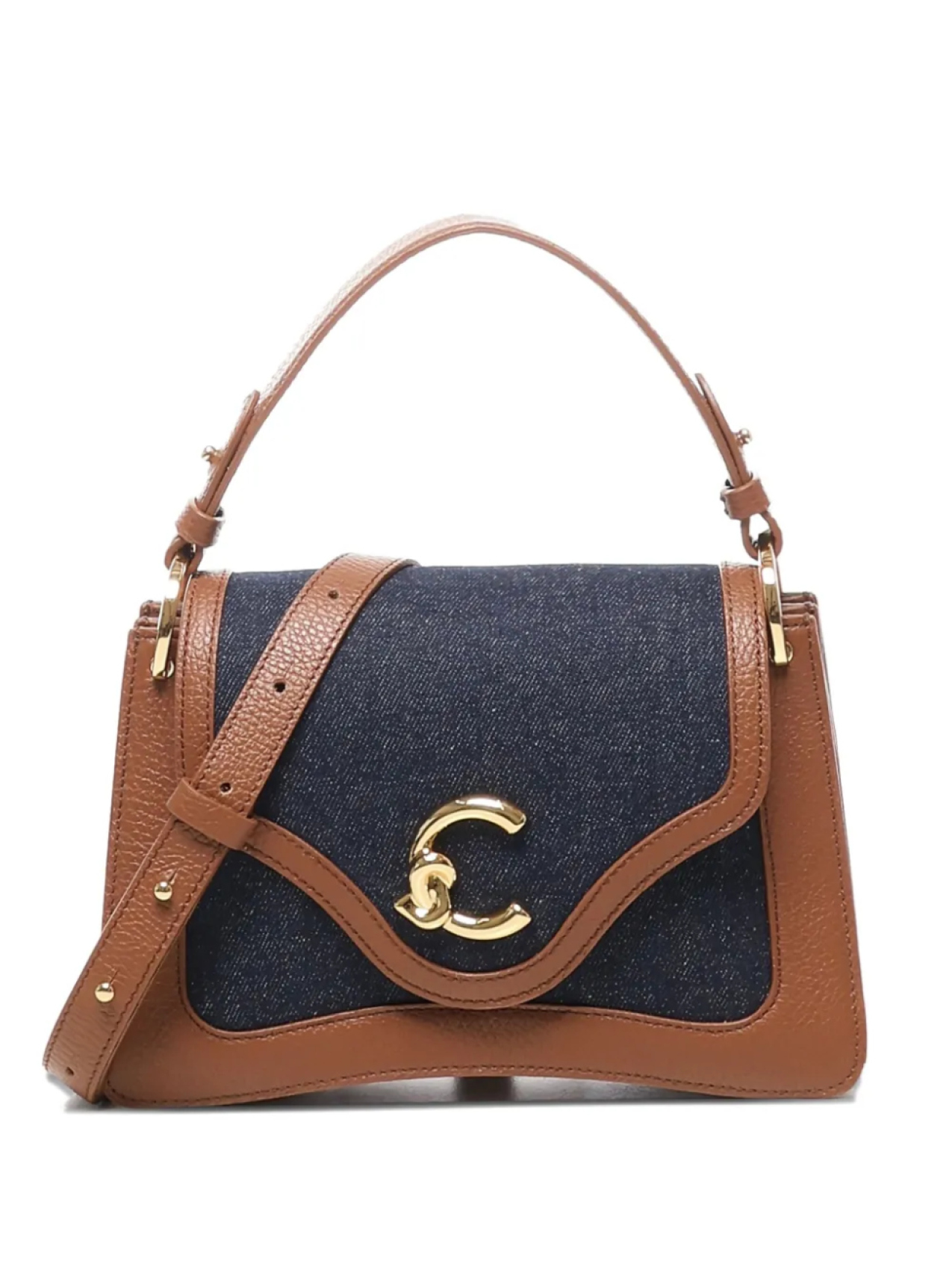 

Сумка-тоут Coccinelle C-Me из кожи с джинсовой вставкой, коричневый