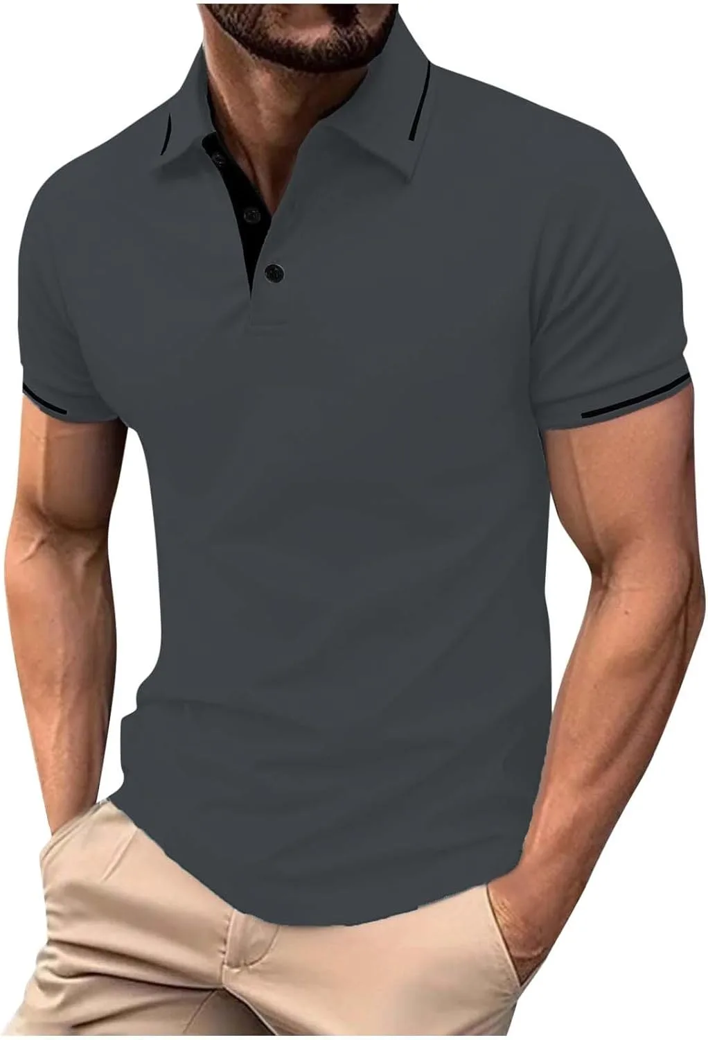 Мужская футболка для гольфа Casual Trendy Soft Fitted Polo с коротким рукавом и цветными блоками