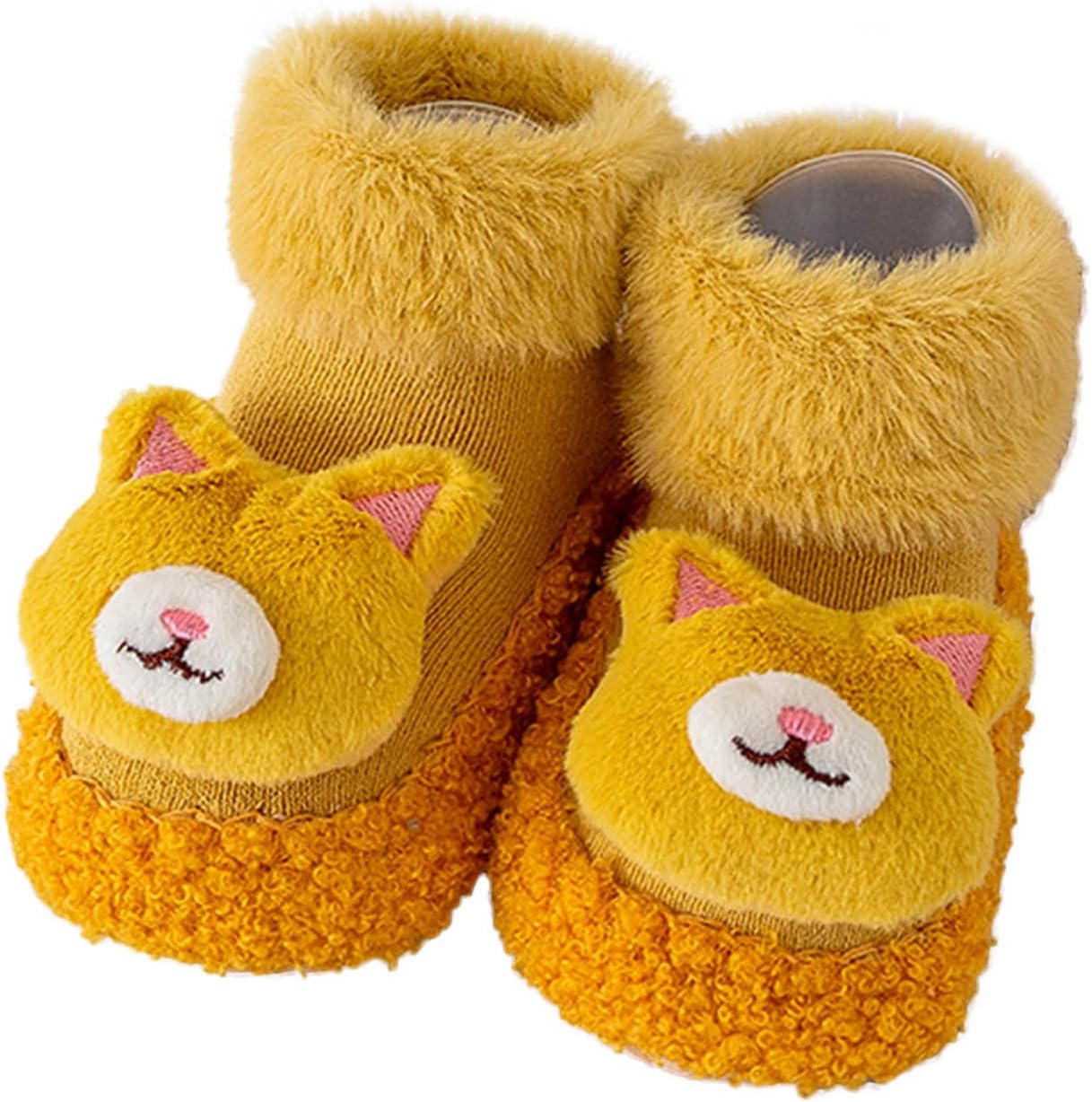 

Детские носочки-ботиночки для малышей, милые с животными, пушистые зайчики, ходунки, тапочки-кроссовки, зимние теплые ботинки Generic, желтый