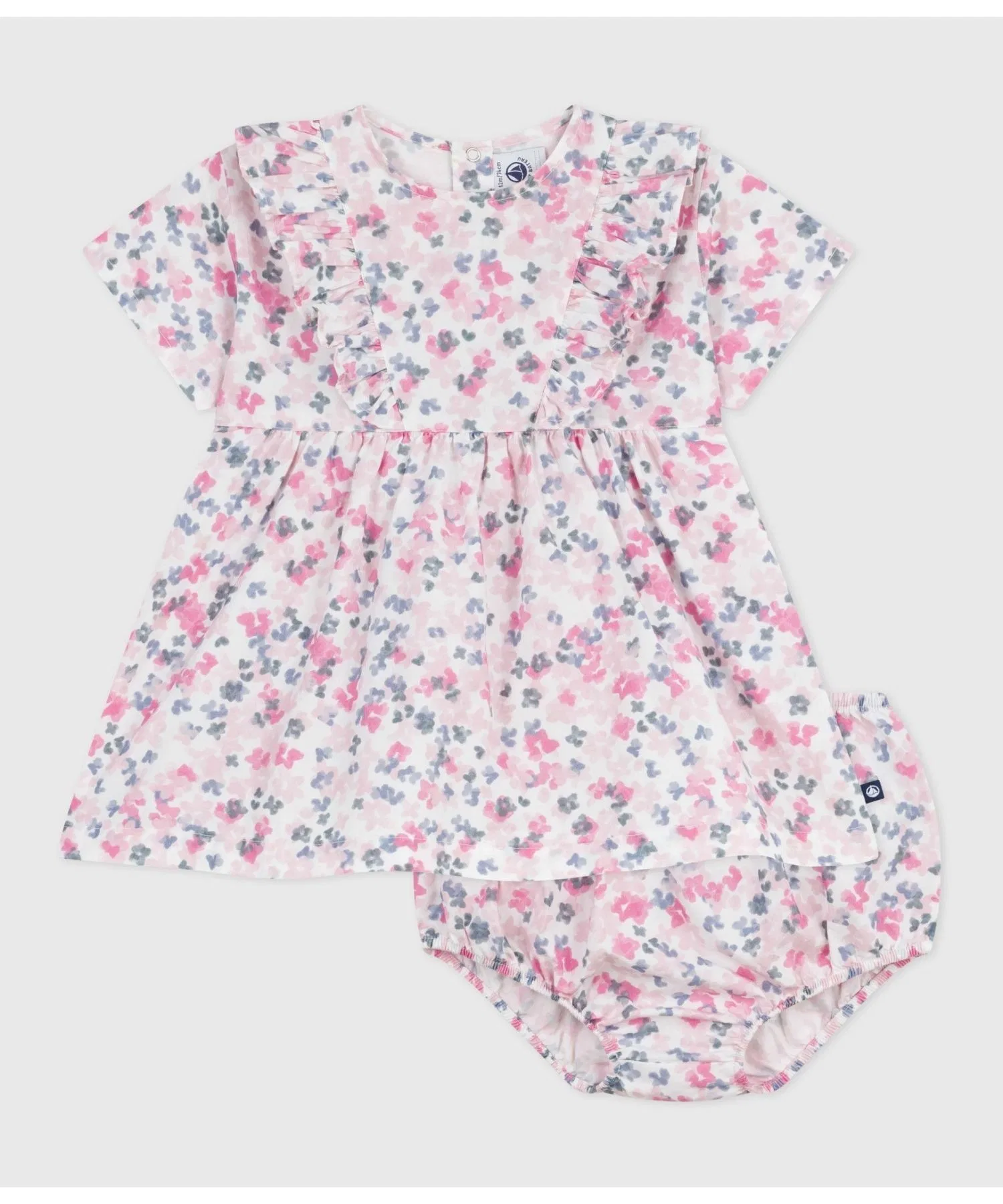 Детское платье с цветочным принтом и трусами PETIT BATEAU белое — фото 4