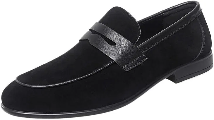 Лоферы мужские из кожи ПУ, Round Toe, Black PUGHGAETZF