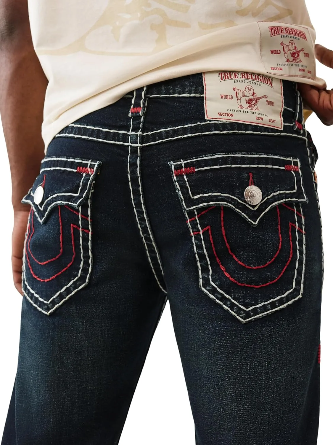 Джинсы True Religion Billy Super T Flap, прямой крой, контрастная