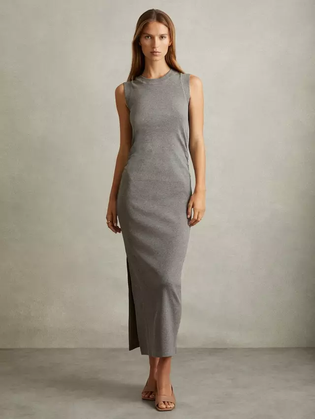 

Платье Reiss Truly Ribbed Ruched Jersey Midi, цвет charcoal