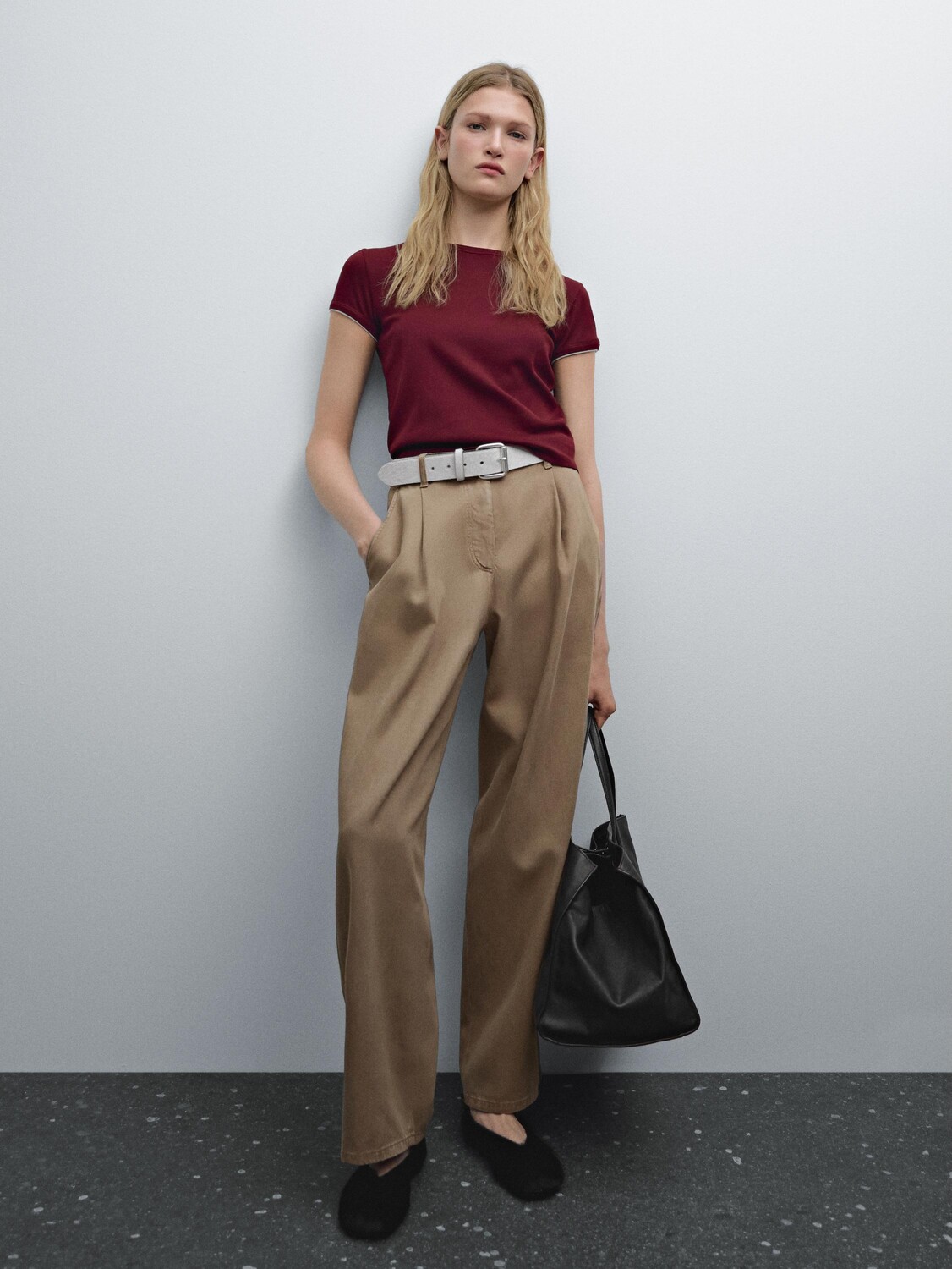 

Брюки из струящейся хлопковой смеси Massimo Dutti, коричневый