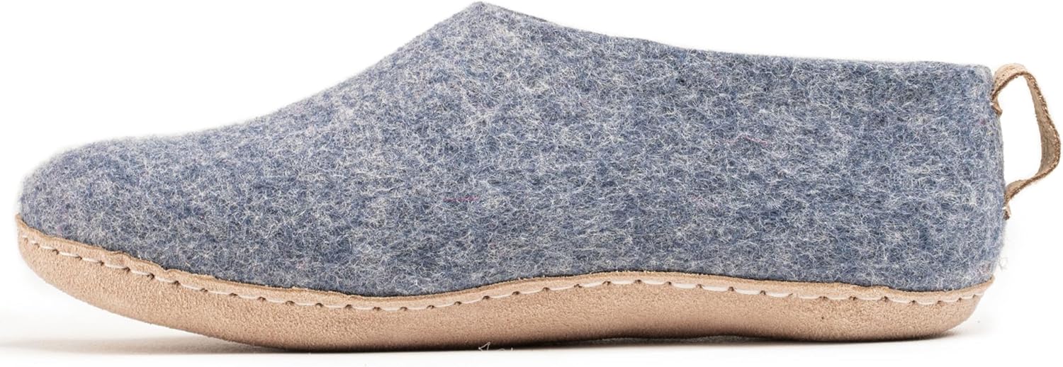 

Тапочки Woolly из войлока с кожаной подошвой, Премиальная новозеландская шерсть, Ручная работа по итальянскому дизайну, Мягкие, дышащие и без запаха Woolly'S, Denim