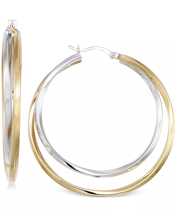 

Серьги-Кольца из серебра 14 карат с золотым покрытием и стерлингового серебра Macy'S, two-tone