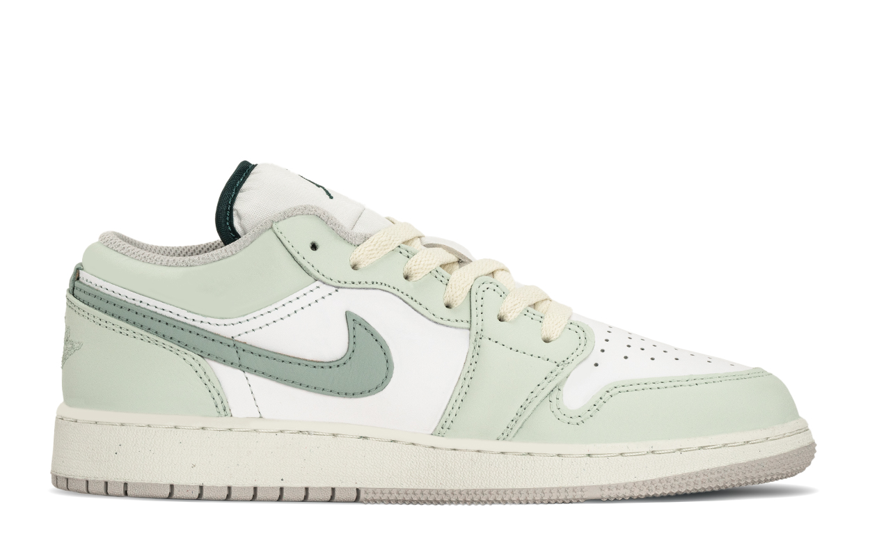 Jordan Air 1 Low SE Anti Slip Wear Resistant низкие детские баскетбольные кроссовки Green White для подростков — фото 4