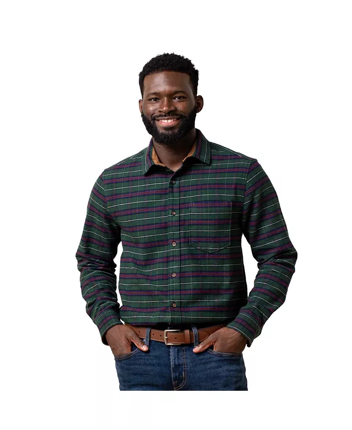 

Мужская органическая фланелевая рубашка с замшевой отделкой Hope & Henry, зеленый