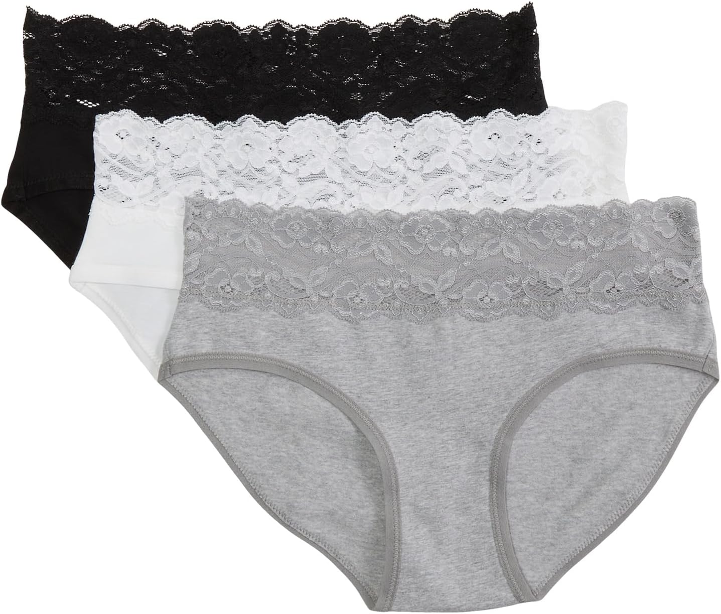 

Трусы PACT Lace Waist Brief 3-pack, цвет Heather Basics