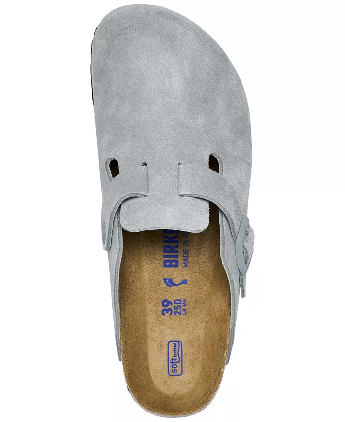 Женские мягкие кожаные сабо Boston Soft Footbed из замши от Finish Line Birkenstock, серый — фото 4
