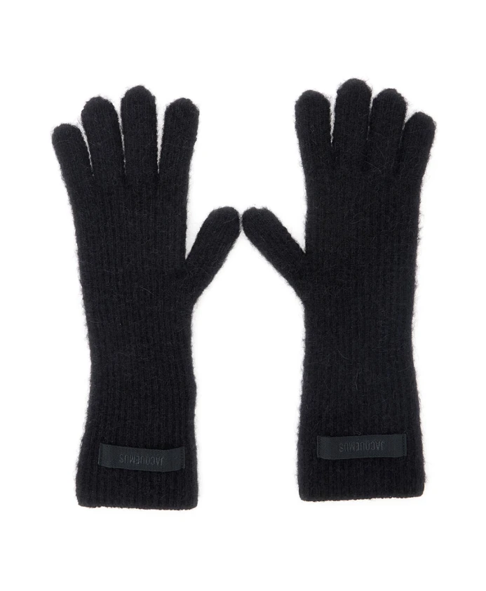 

Черные перчатки из шерстяной смеси с нашивкой-логотипом Jacquemus, черный