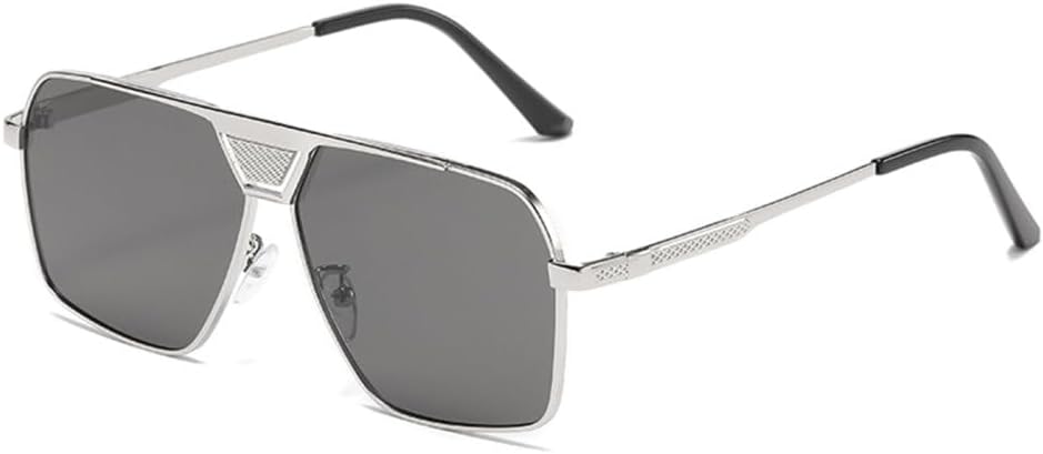 

Модные квадратные винтажные солнцезащитные очки для мужчин и женщин, ретро-классические, для активного отдыха, вождения, рыбалки, с защитой от УФ-излучения UV400 MTZJH, Silver Black