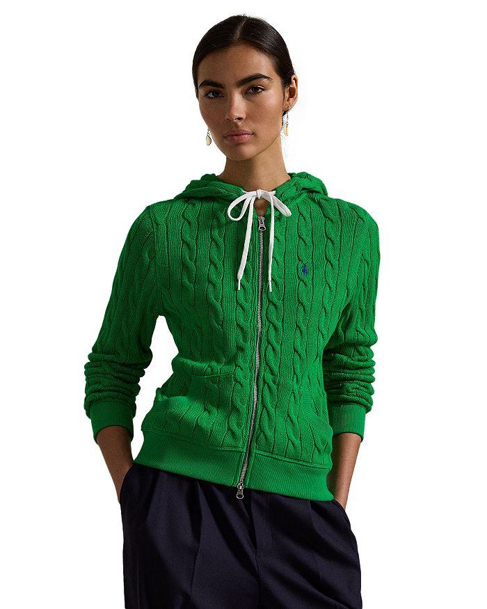 

Lauren Ralph Lauren Толстовка с капюшоном Cable Knit, зеленый