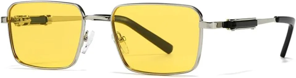 

Прямоугольные панк-солнцезащитные очки для мужчин, роскошные ретро-очки в стиле стимпанк для вождения, очки с защитой от УФ-излучения UV400 UUPTTPL, C2 Silver Yellow