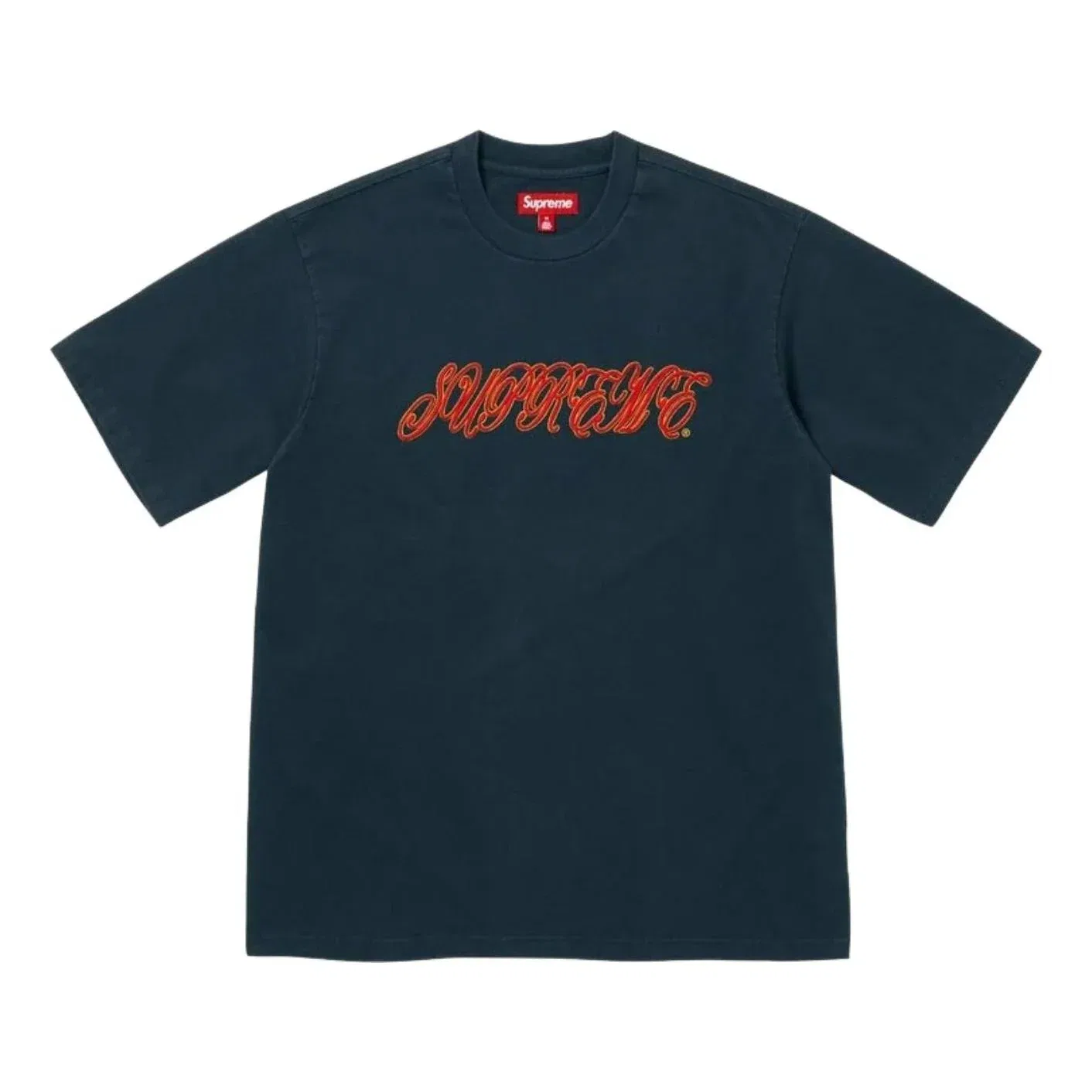 Футболка Supreme SS26 Raised Script S/S T-Shirt 'Navy' SUP-SS26-180-NVY, темно-синий
