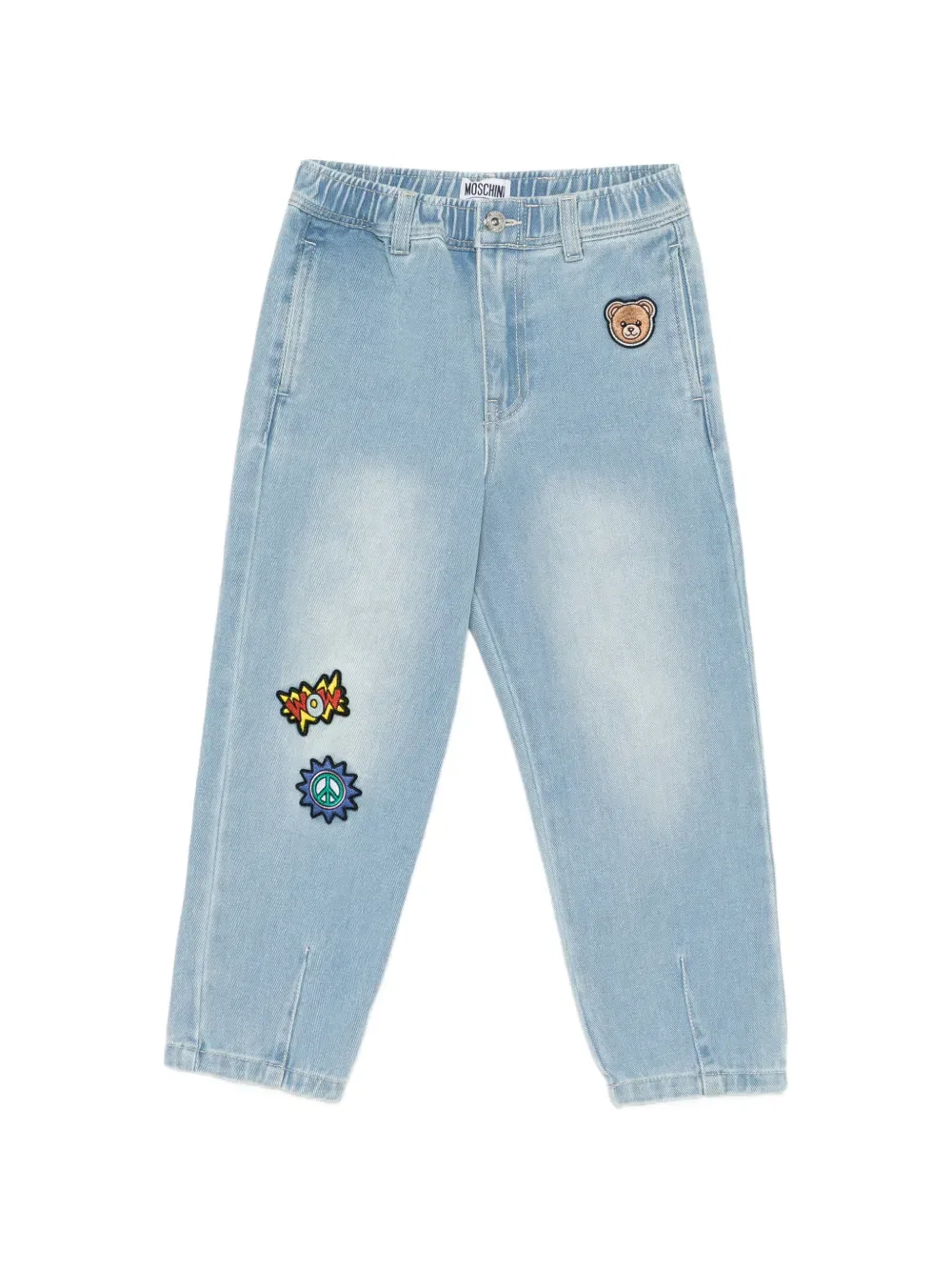 Брюки с эластичными нашивками Moschino Kids, синий