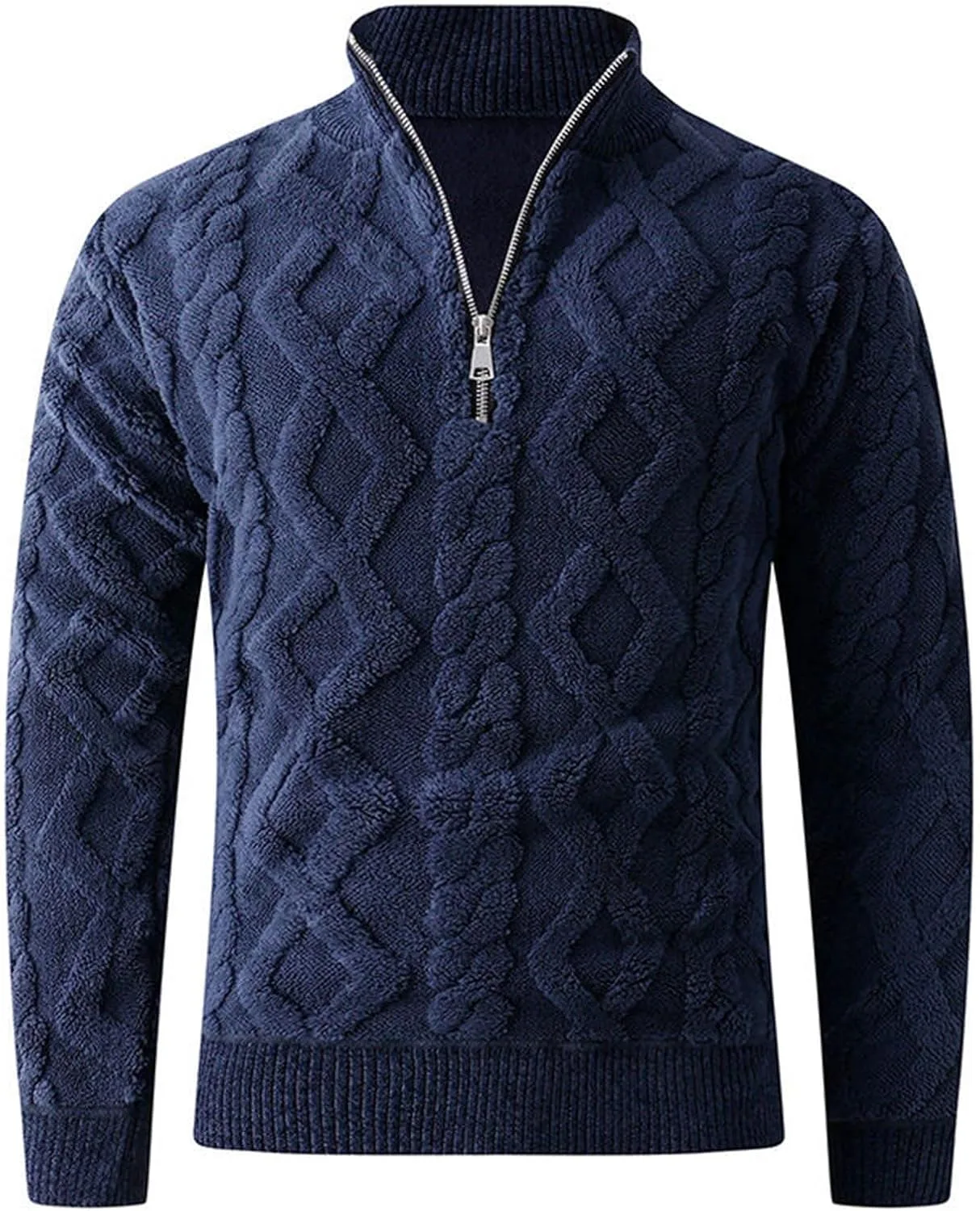 

Свитер мужской Cable Knitted с воротником стойкой и молнией Cambkatl