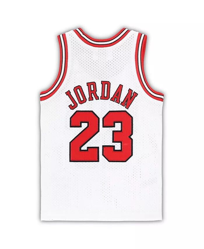 Аутентичный джерси из твердой древесины Майкла Джордана White Chicago Bulls 1997/98 для мальчиков и девочек для малышей Mitchell & Ness, белый — фото 4