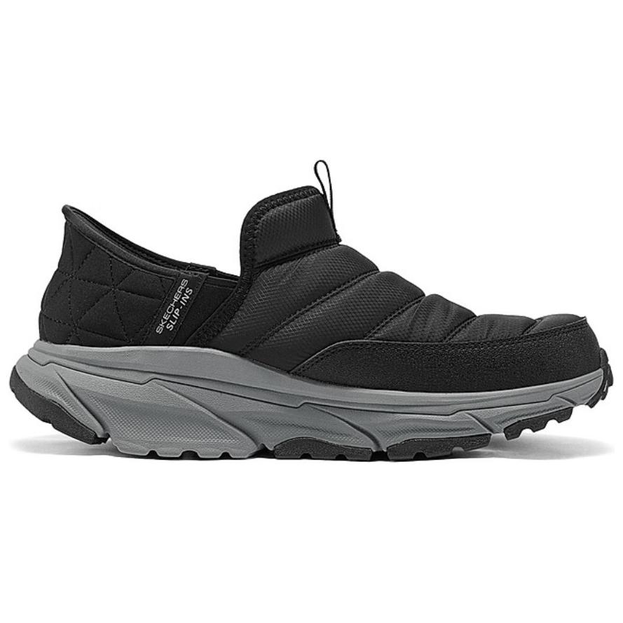 Слипоны мужские низкие повседневные кроссовки Black Gray Skechers, черный/серый — фото 2