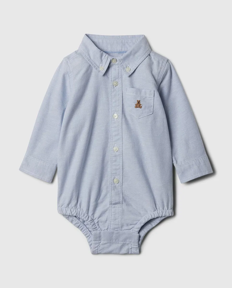 

Мягкое и эластичное боди оксфорд из хлопка для младенцев Gap, голубой