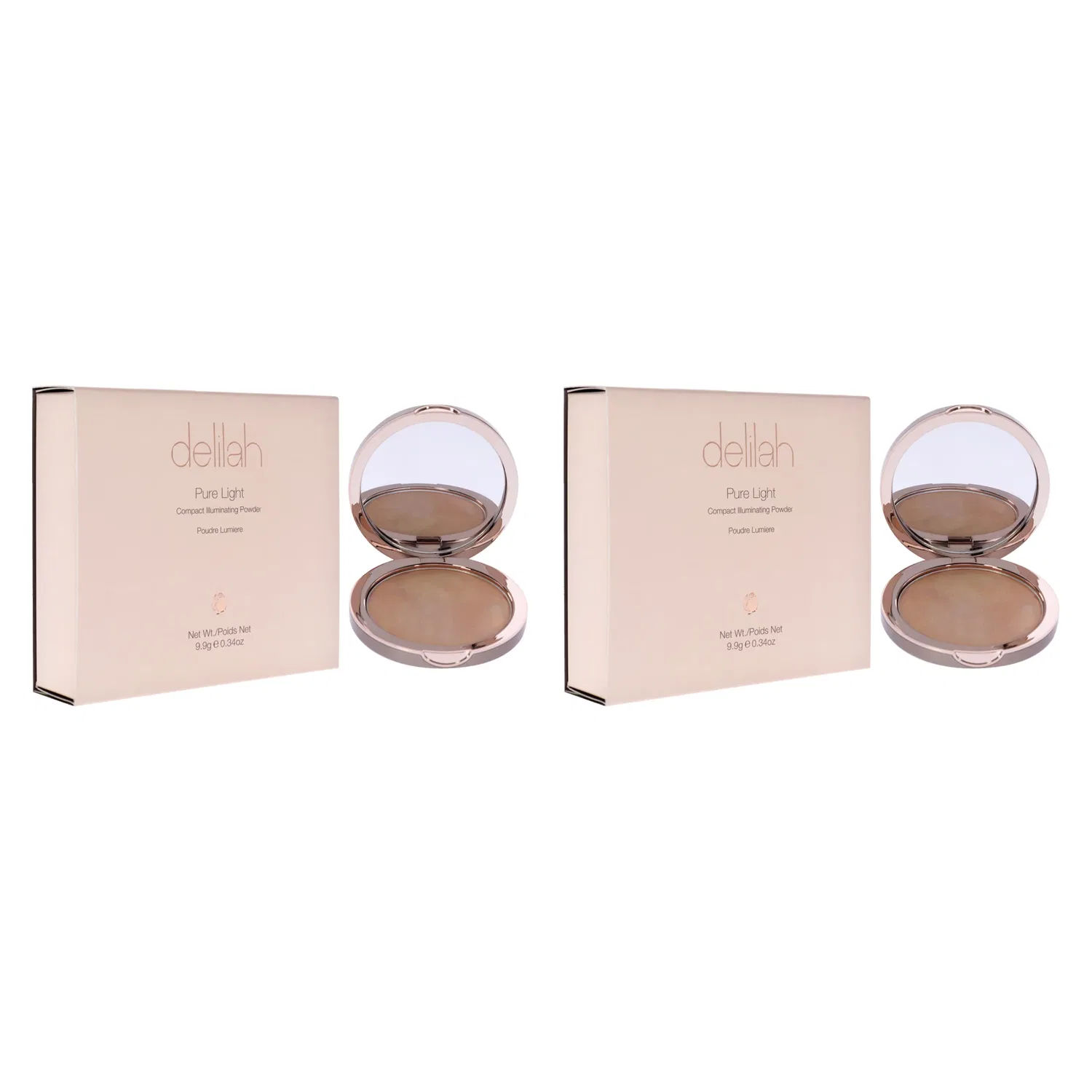 Компактная осветляющая пудра Pure Light Compact Illuminating Powder - Aura от Delilah для женщин - 0,34 унции - упаковка из 2 штук, коричневый — фото 3