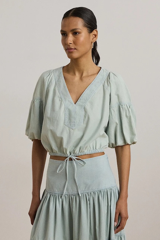 

Хлопковая блузка Lauren Ralph Lauren, синий