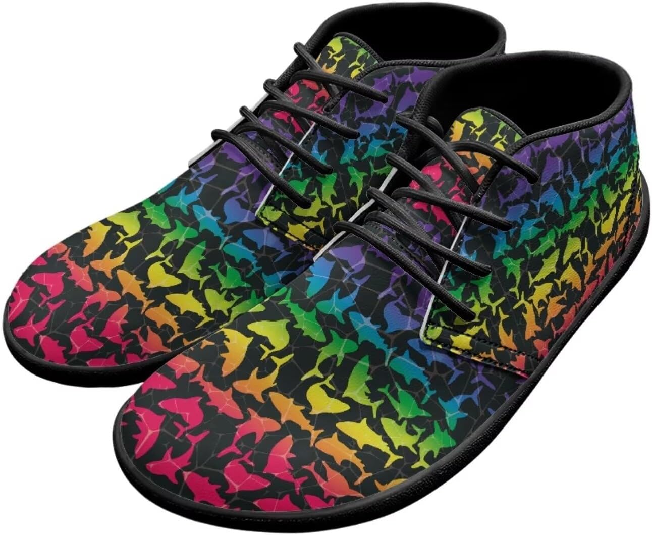 

Мужские кроссовки для ходьбы, ботинки с широким носком, противоскользящая подошва, кроссовки с нулевым перепадом высоты подошвы Xixirimido, Rainbow Shark