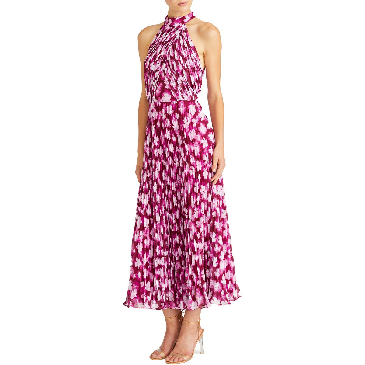 

Женское плиссированное платье миди длины «чай» ML Monique Lhuillier, цвет floral shadow