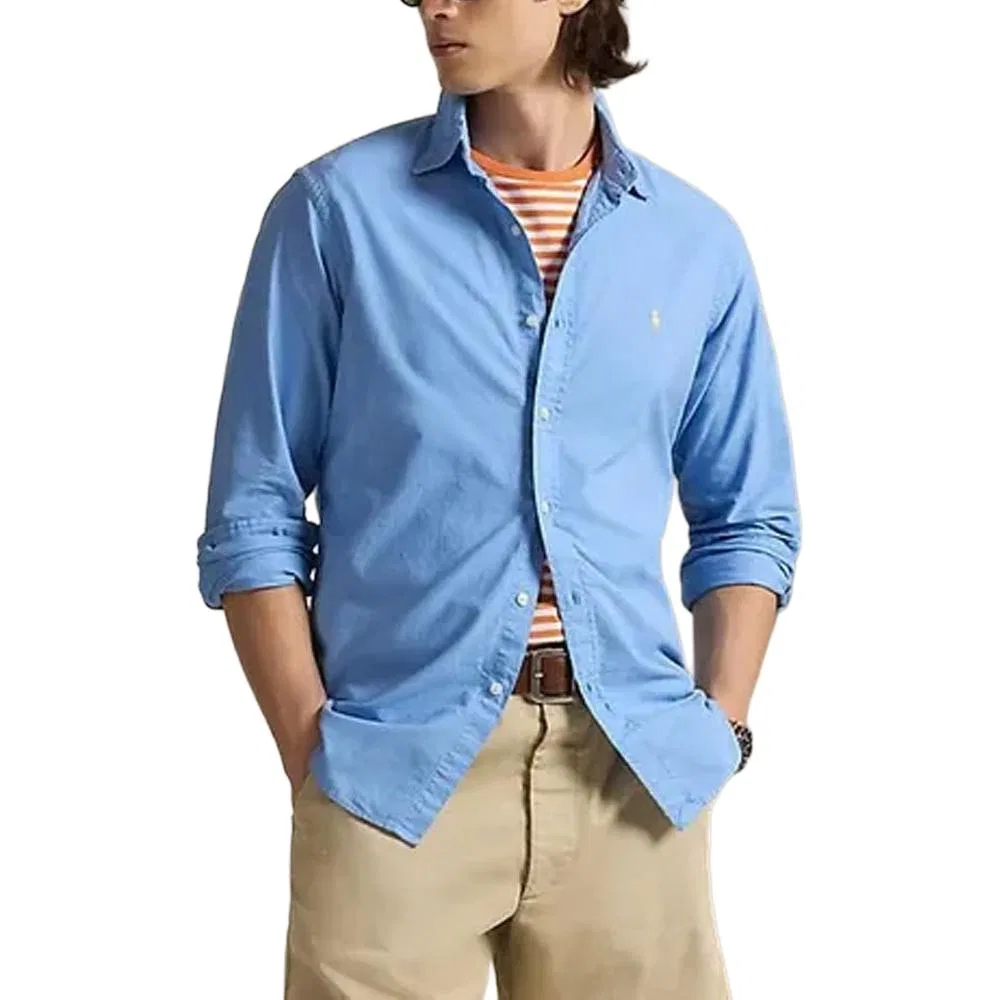 Рубашка классическая мужская Polo Ralph Lauren синяя — фото 3