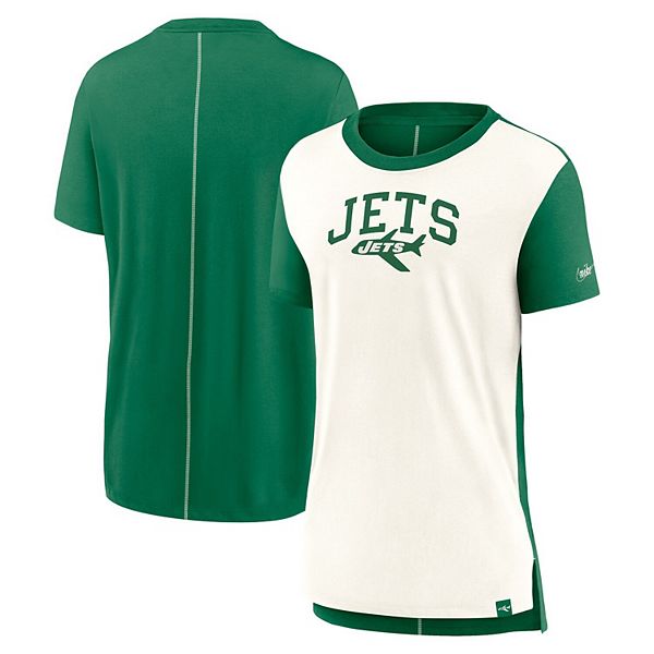 Женская футболка New York Jets Wordmark Tri-Blend цвета кремовый/зеленый келли Nike — фото 2