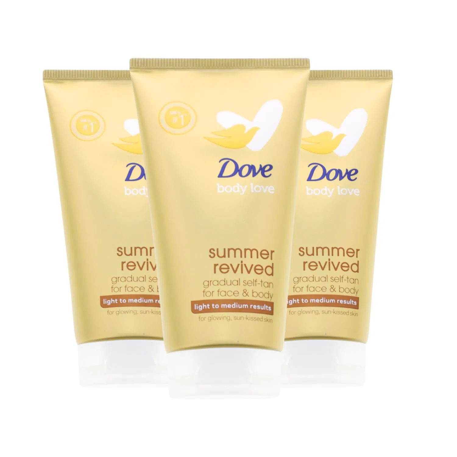 Лосьон для тела с автозагаром Dove Summer Revived, светлый/средний, 75 мл, 3 шт. Dove